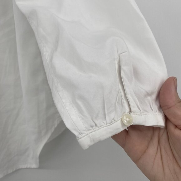 Trovata Birds of Paradis XS White Valentina Poplin V-Neck Top Ruffle Collar - Picture 13 of 16